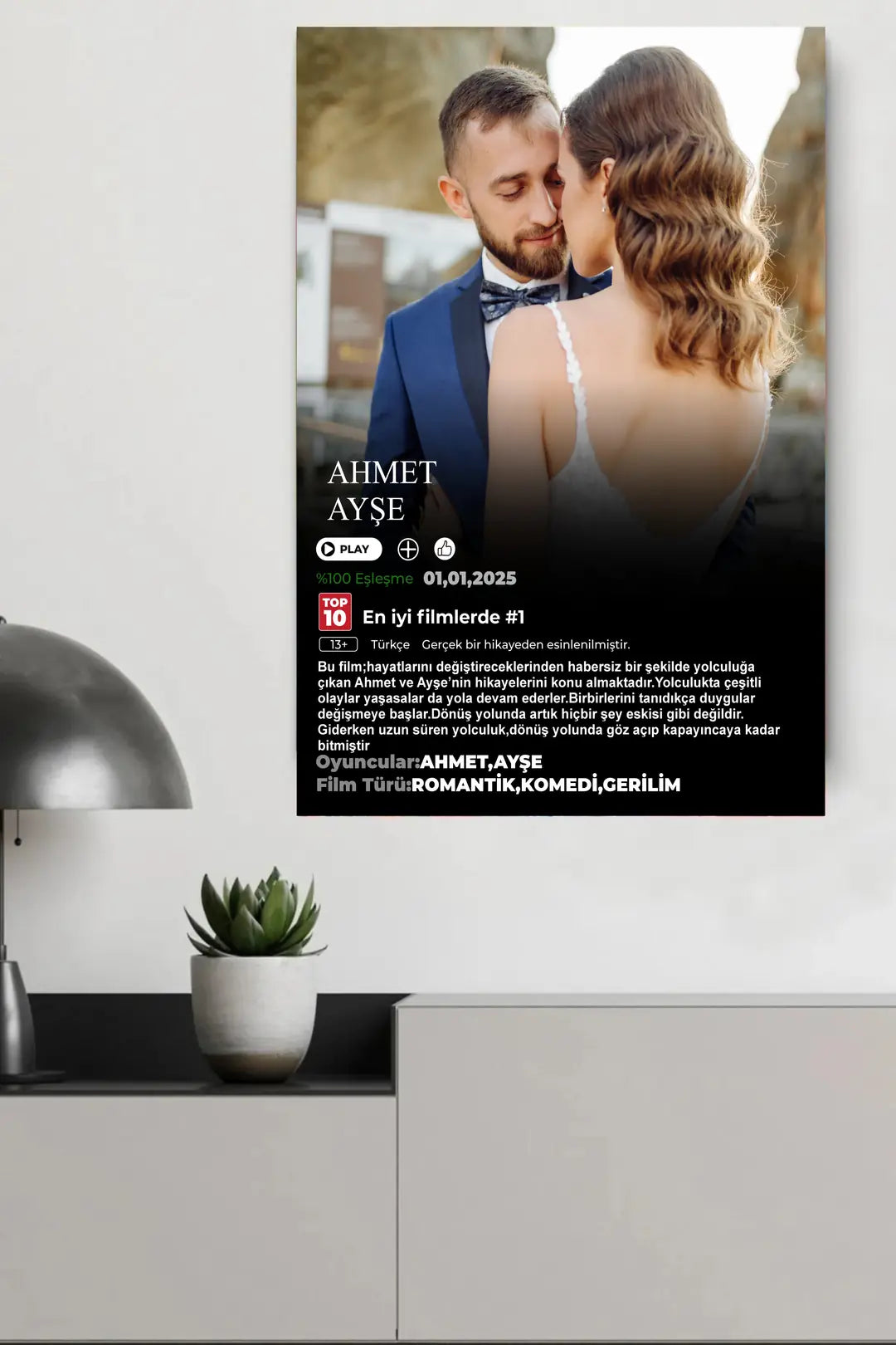Loveflix Temalı Özel Tasarım Kişiye Özel Kanvas Tablo