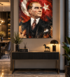 Atatürk Portresi Türk Bayraklı Modern Kanvas Tablo Atatürk portresi Türk bayraklı modern kanvas tablo