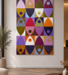 Renkli geometrik desenli modern soyut kanvas tablo
