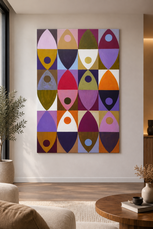 Renkli Geometrik Modern Soyut Kanvas Tablo