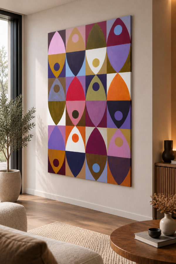Renkli Geometrik Modern Soyut Kanvas Tablo