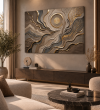 Altın detaylı modern soyut spiral kanvas tablo