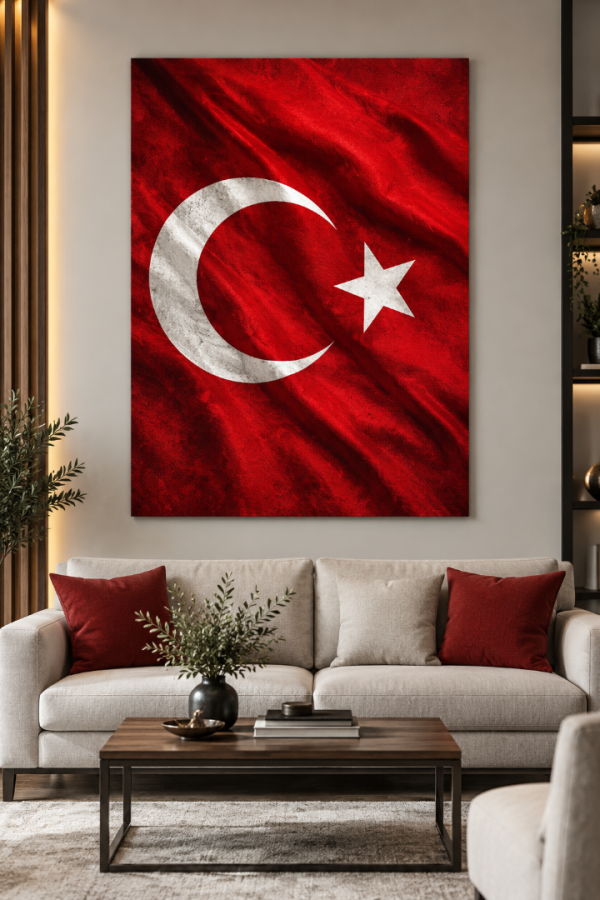 Türk Bayrağı Kırmızı Ay Yıldızlı Kanvas Tablo