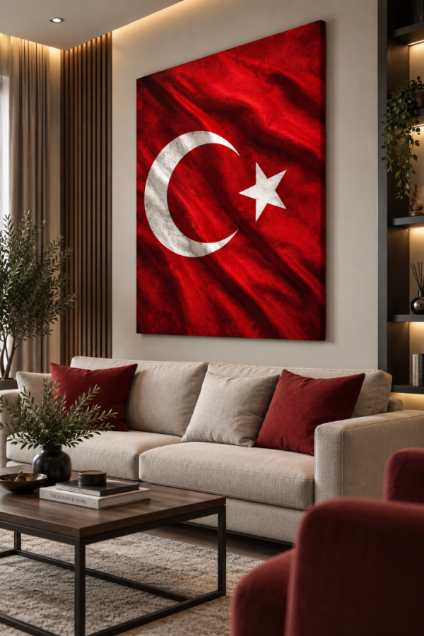 Türk Bayrağı Kırmızı Ay Yıldızlı Kanvas Tablo Türk Bayrağı Kırmızı Ay Yıldızlı Kanvas Tablo