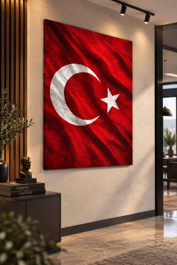Türk Bayrağı Kırmızı Ay Yıldızlı Kanvas Tablo