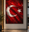 Kırmızı Türk Bayrağı Ay Yıldızlı Dokulu Kanvas Tablo Kırmızı Türk Bayrağı Ay Yıldızlı Dokulu Kanvas Tablo