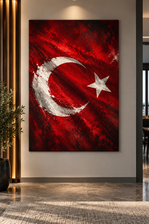 Kırmızı Türk Bayrağı Ay Yıldızlı Dokulu Kanvas Tablo Kırmızı Türk Bayrağı Ay Yıldızlı Dokulu Kanvas Tablo