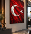 Kırmızı Türk Bayrağı Ay Yıldızlı Dokulu Kanvas Tablo Kırmızı Türk Bayrağı Ay Yıldızlı Dokulu Kanvas Tablo