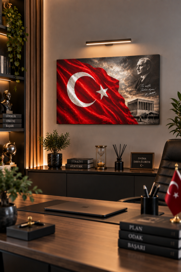 Türk Bayrağı Tarihi Portre ve Anıt Temalı Kanvas Tablo2