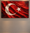 Dokulu Türk Bayrağı/Ay Yıldızlı/Kanvas Tablo