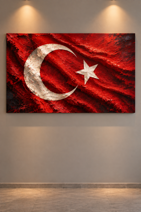 Dokulu Türk Bayrağı/Ay Yıldızlı/Kanvas Tablo