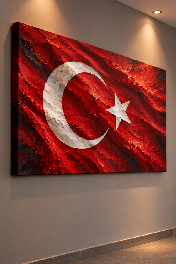 Dokulu Türk Bayrağı/Ay Yıldızlı/Kanvas Tablo
