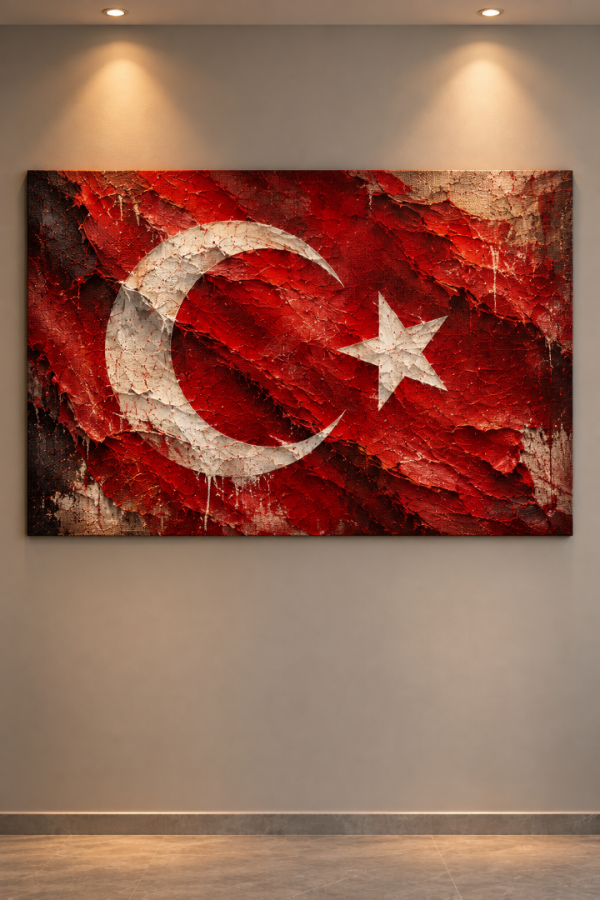 Kırmızı Dokulu Türk Bayrağı Ay Yıldızlı Kanvas Tablo1 Kırmızı Dokulu Türk Bayrağı Ay Yıldızlı Kanvas Tablo1