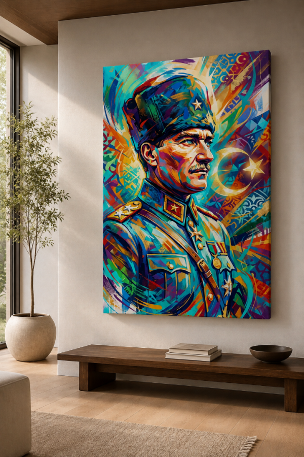 Renkli Atatürk Portresi Modern Kanvas Tablo4