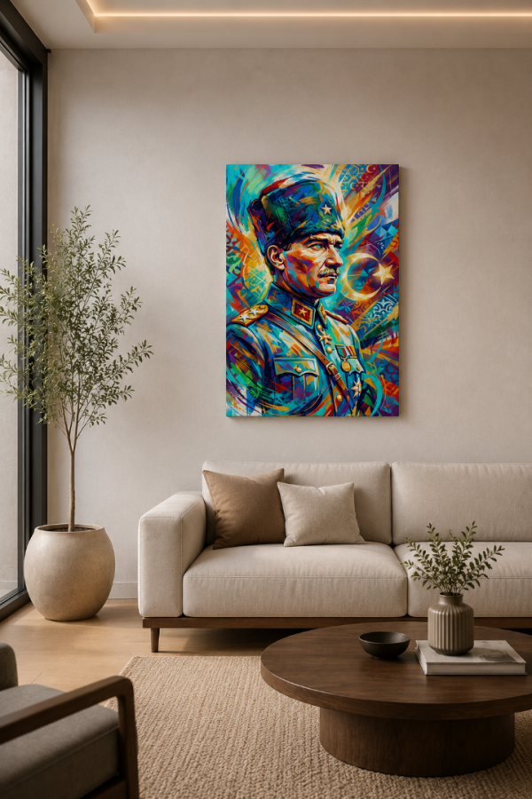 Renkli Atatürk Portresi Modern Kanvas Tablo4