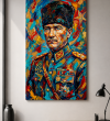 Renkli Atatürk Portresi Yağlı Boya Görünümlü Kanvas Tablo3