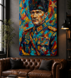 Renkli Atatürk Portresi Yağlı Boya Görünümlü Kanvas Tablo3