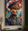 Renkli Atatürk Portresi Yağlı Boya Görünümlü Kanvas Tablo