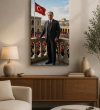 Renkli Atatürk Portresi Türk Bayraklı Kanvas Tablo2