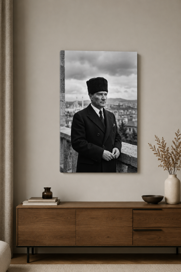 Siyah Beyaz Atatürk Portresi Modern Kanvas Tablo