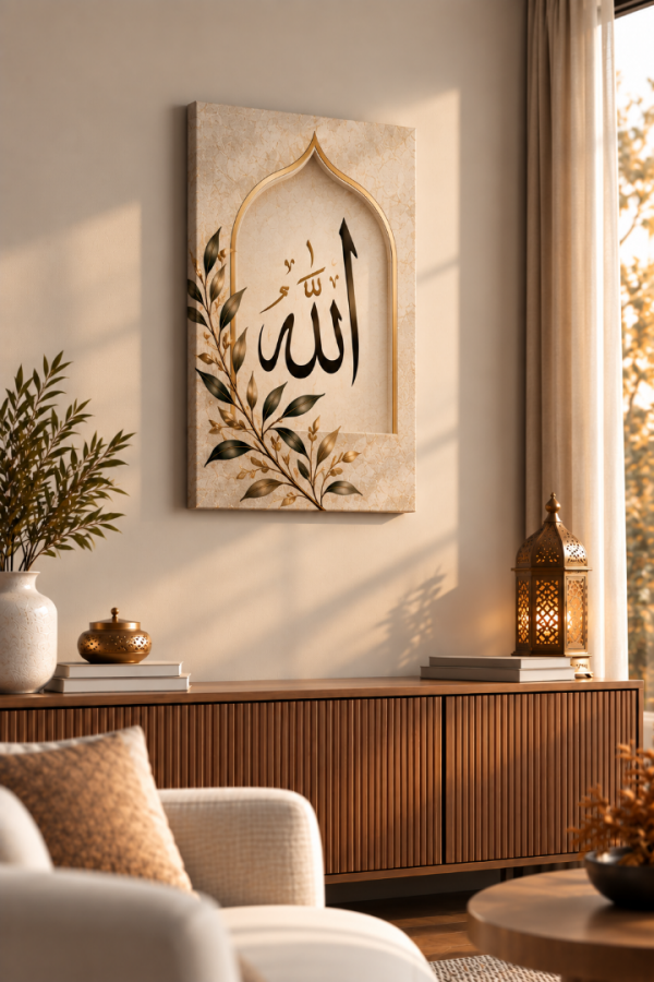 Allah Yazılı İslami Hat Sanatı Kanvas Tablo