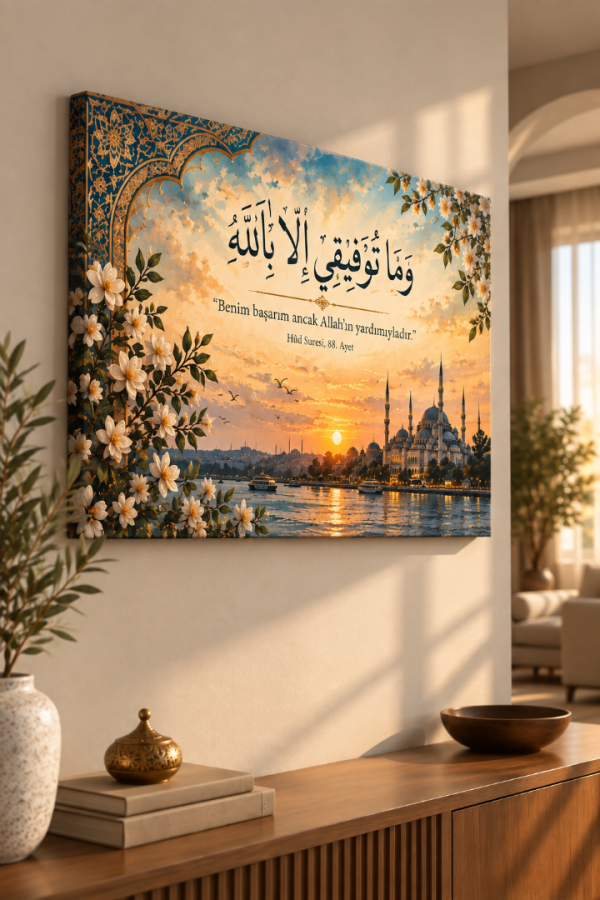 Hûd Suresi 88. Ayet Cami Manzaralı İslami Kanvas Tablo
