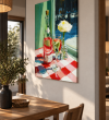 Şarap ve çiçek temalı modern kanvas tablo
