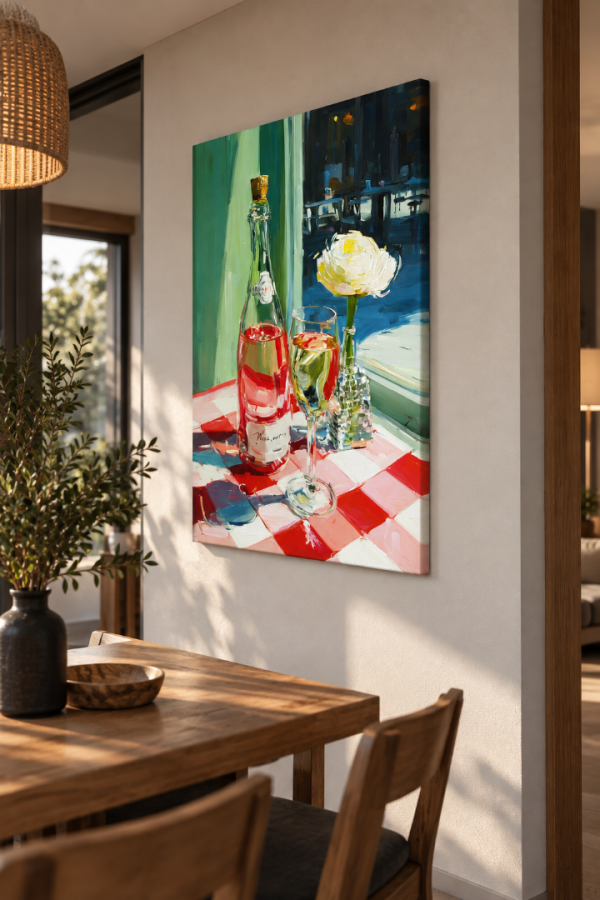 Şarap ve Çiçek Temalı Modern Kanvas Tablo