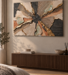 Altın Detaylı 3D Dokulu Geometrik Soyut Kanvas Tablo