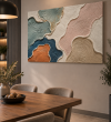 Pastel Renkli Dokulu Modern Soyut Kanvas Tablo