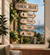 İstanbul Manzaralı Kişiye Özel Aile Tabelası – Aile İsimli Ahşap Tablo